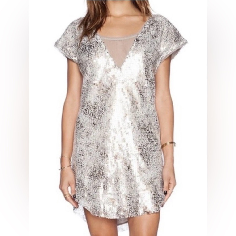 ✨ Free People Shattered Glass Sequin Cocktail Dress – NWT, Size L ✨ - Picture 7 of 8